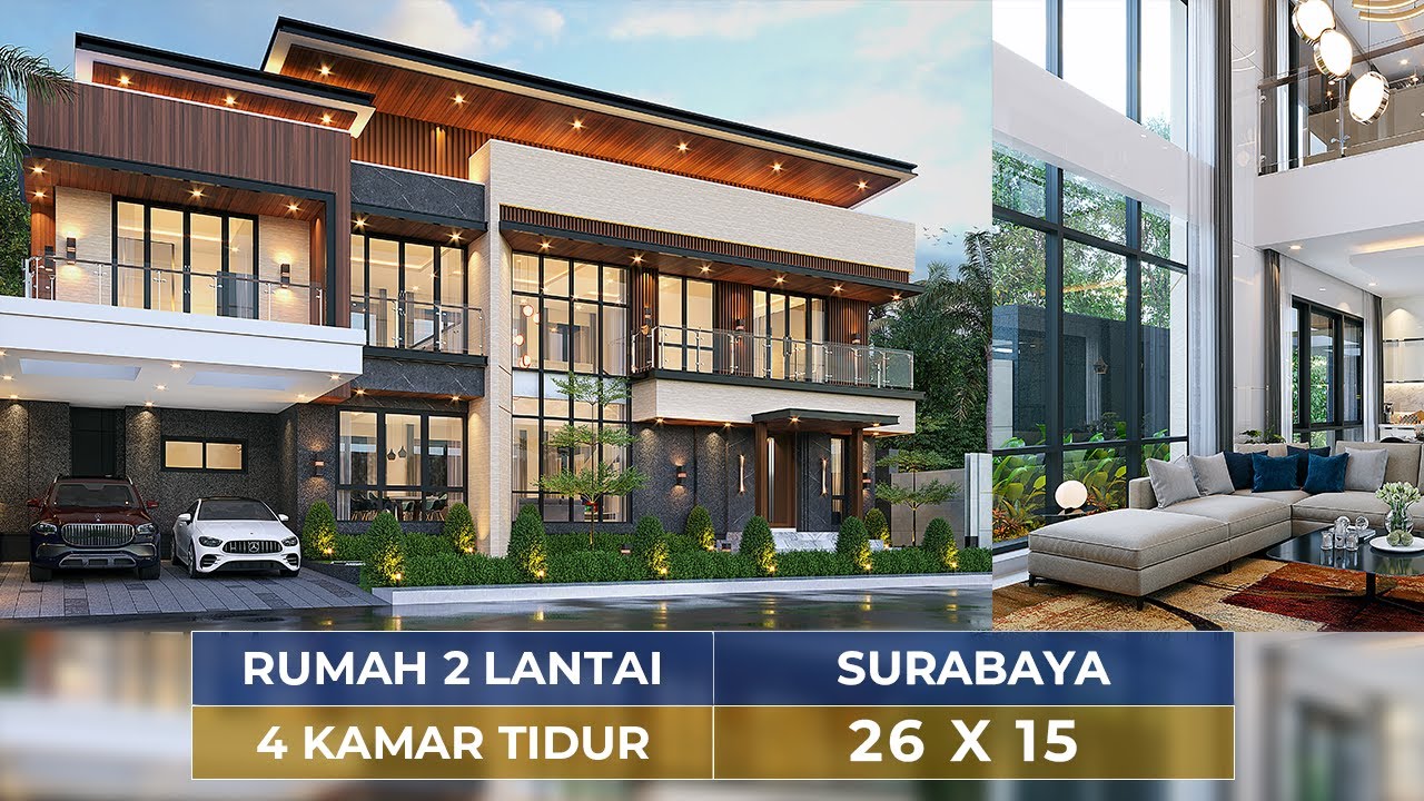Video 3D Desain Rumah Modern 2 Lantai Bapak HND 1451 - Surabaya