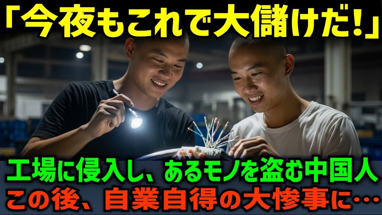【海外の反応】「盗めるだけ盗め！」深夜の工場に侵入し、あるモノを狙う中国人！その驚きの手口と結末とは…