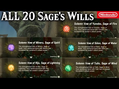 ALL 20 Sage's Will Used Solemn Vows of all Sages Zelda Tears of the Kingdom