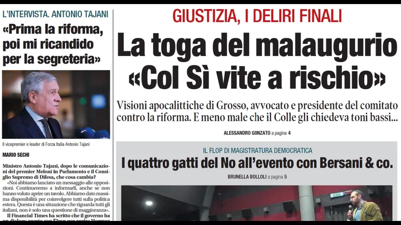 RASSEGNA STAMPA 14 MARZO 2026. QUOTIDIANI NAZIONALI ITALIANI  PRIME PAGINE DEI GIORNALI DI OGGI