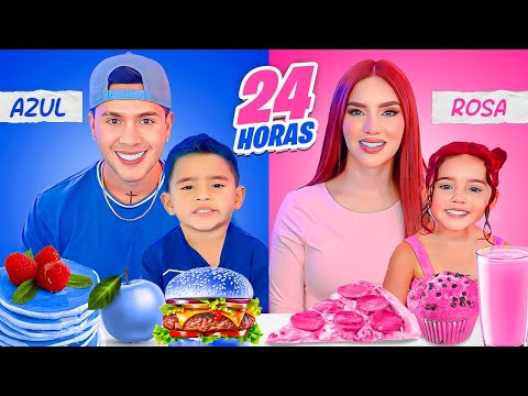 24 Hours Eating BLUE AND PINK