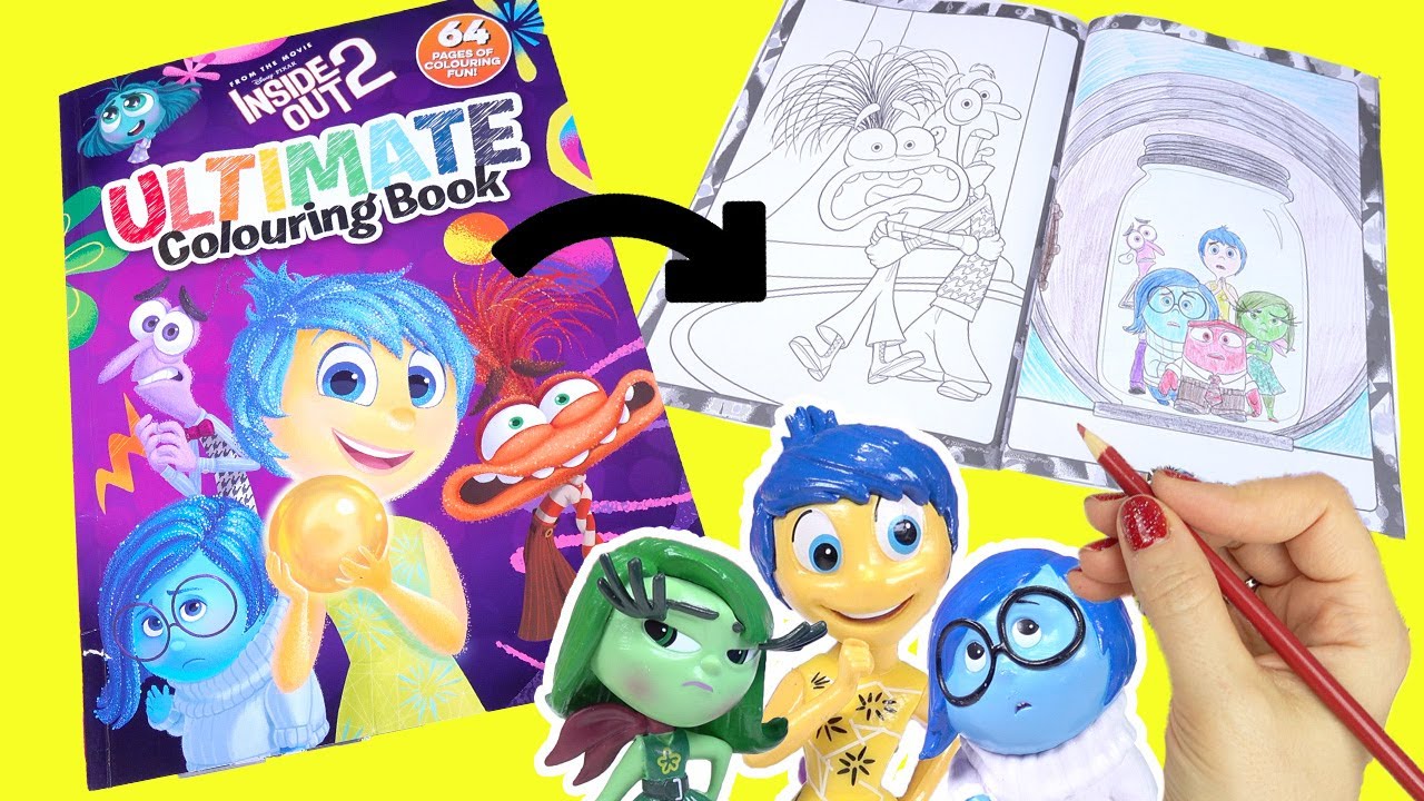 Inside Out 2 Movie Coloring Book Pages with Joy, Sadness, Anger, Fear Dolls