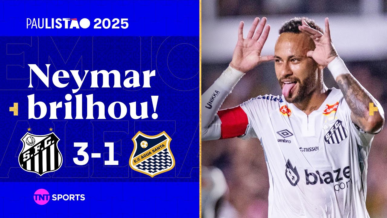 NEYMAR "DESENCANTA" FAZENDO SEU 1º GOL E ASSISTÊNCIA NO RETORNO AO PEIXÃO | SANTOS 3X1 ÁGUA SANTA
