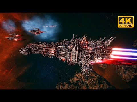 Dark Mechanicum vs Necrons - Skalgrim Mod - 4K Quality - Battlefleet Gothic Armada 2