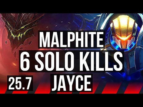 MALPHITE vs JAYCE (TOP) | 10/0/14, 6 solo kills, Legendary | EUW Challenger | 25.7