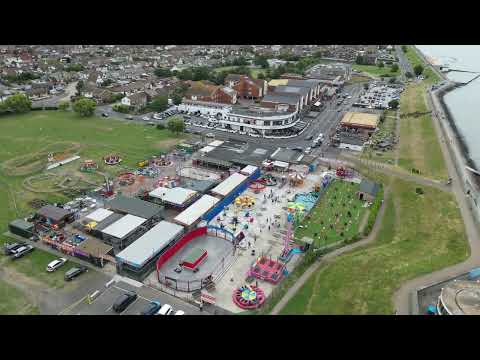 Flying DJI MINI 3 Pro Drone over Canvey Island Leisure Island Fun Park Essex 2022