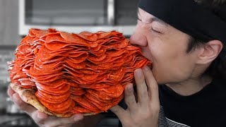 Download the video "1000+ Pepperoni on 1 Slice of Pizza CHALLENGE!!!"