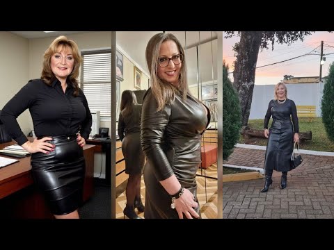 Older Women Gorgeous & Elegant Beautiful Looking Fancy Leather Outfits Ideas