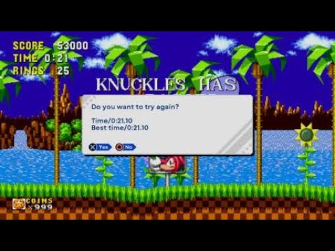 Sonic Origins | Sonic 1 | Green Hill Zone Act 2 Speedrun (0:21.10) | Knuckles