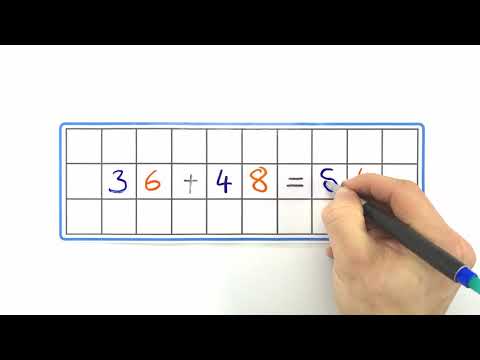 Addition mit Zehnerübergang mit zweistelligen Zahlen (ZR 100)