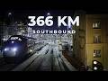 366 KM Southbound Starry Winter Night Cab View 4K