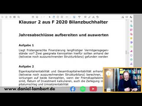Klausurbesprechung Jahresabschlüsse aufbereiten und auswerten F2020 Prüfung 2 Bilanzbuchhalter