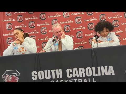 Texas' Vic Schaefer, Madison Booker, and Rori Harmon Press Conference after Loss to South Carolina