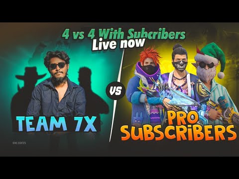 4v4 Live Custom Challenge With Best Squad | Garena Free Fire | NXUS