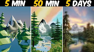 5 Minutes Vs 50 Minutes Vs 5 Days - Bob Ross 3D Challenge