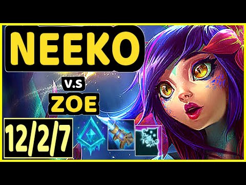 SKT T1 FAKER (NEEKO) vs ZOE - 12/2/7 KDA MID CHALLENGER GAMEPLAY - KR