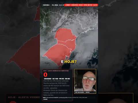 Clima 24 h 24/10: alerta vermelho em 325 cidades do Sul e 103 mm no Paraná #Shorts