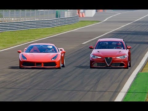 Alfa Romeo Giulia Quadrifoglio vs Ferrari 488 GTB - Monza