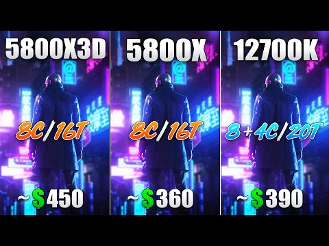 Ryzen 7 5800X3D vs Ryzen 7 5800X vs Core i7 12700K - Test in 8 Games