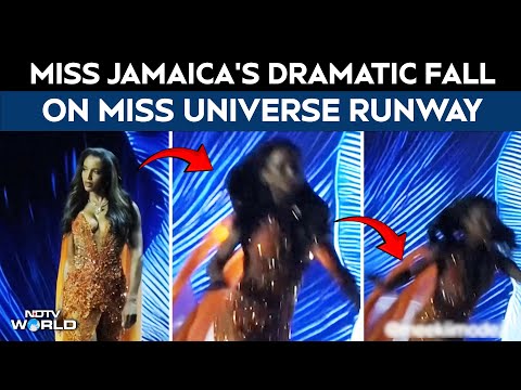 Miss Universe 2025 News | Miss Universe Jamaica Stumbles And Falls Off Stage