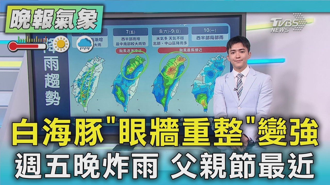 天氣/白海豚「眼牆重整」變強 週五晚炸雨 父親節最近|TVBS新聞 @TVBSNEWS01