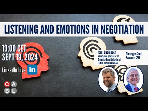 Listening and Emotion in Negotiation with Jordi Quoidbach - YouTube