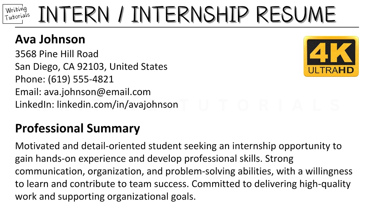 How To Write A Winning Intern Resume  Internship Resume with Sample and Explanation WritingTutorials