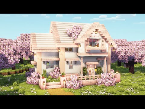 [Minecraft] How to Build an Aesthetic Cherry Blossom House / Tutorial