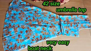 Boat neck with umbrella top cutting for beginners//42 size very easy method