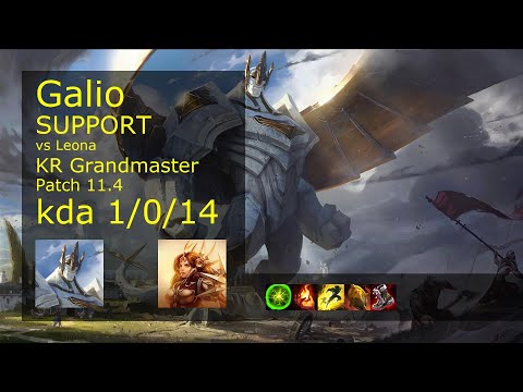 Galio Support & Tristana vs Leona & Kai'Sa - KR Grandmaster 1/0/14 Patch 11.4 // [롤] 갈리오 vs 레오나 서폿