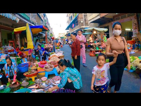 Cambodian Lively Market - Fresh Fish, Seafood, Pork , Chicken, Vegetable, fruit & More in city