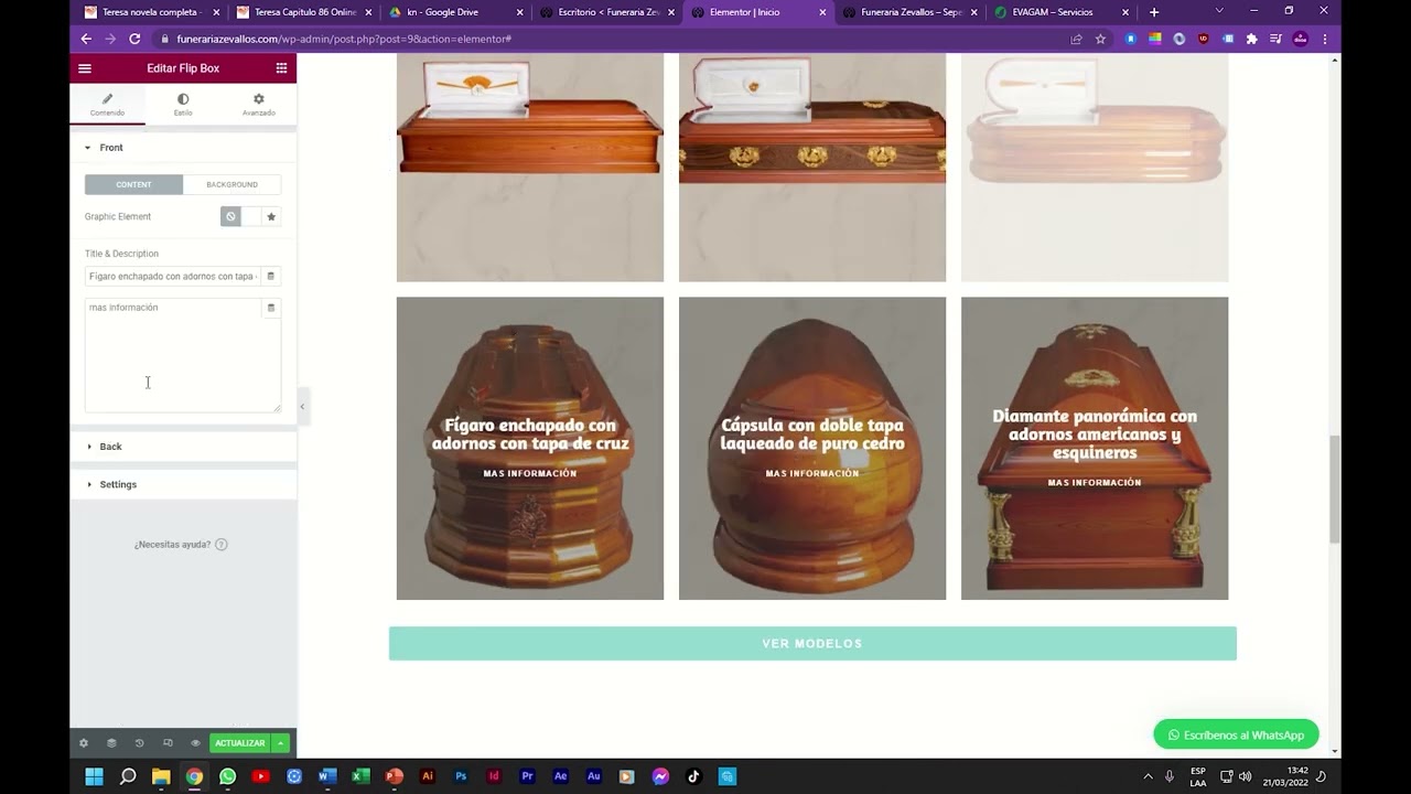 Funeraria Zeballos - Edición de web