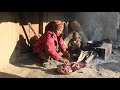 Nepali village || Cooking pork meat and vegetables in the village