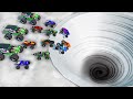 10 Monster TRUCKS Vs Giant Hole BeamNG Monster Truck Crashes