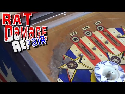 Repainting WOOD GRAIN On A Badly Damaged Playfield! -  Brave Gottlieb Spirit Of 76 Pinball Repairs