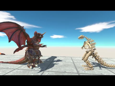 DESTOROYAH VS SKELETON GODZILLA DEATH FALL - Animal Revolt Battle Simulator