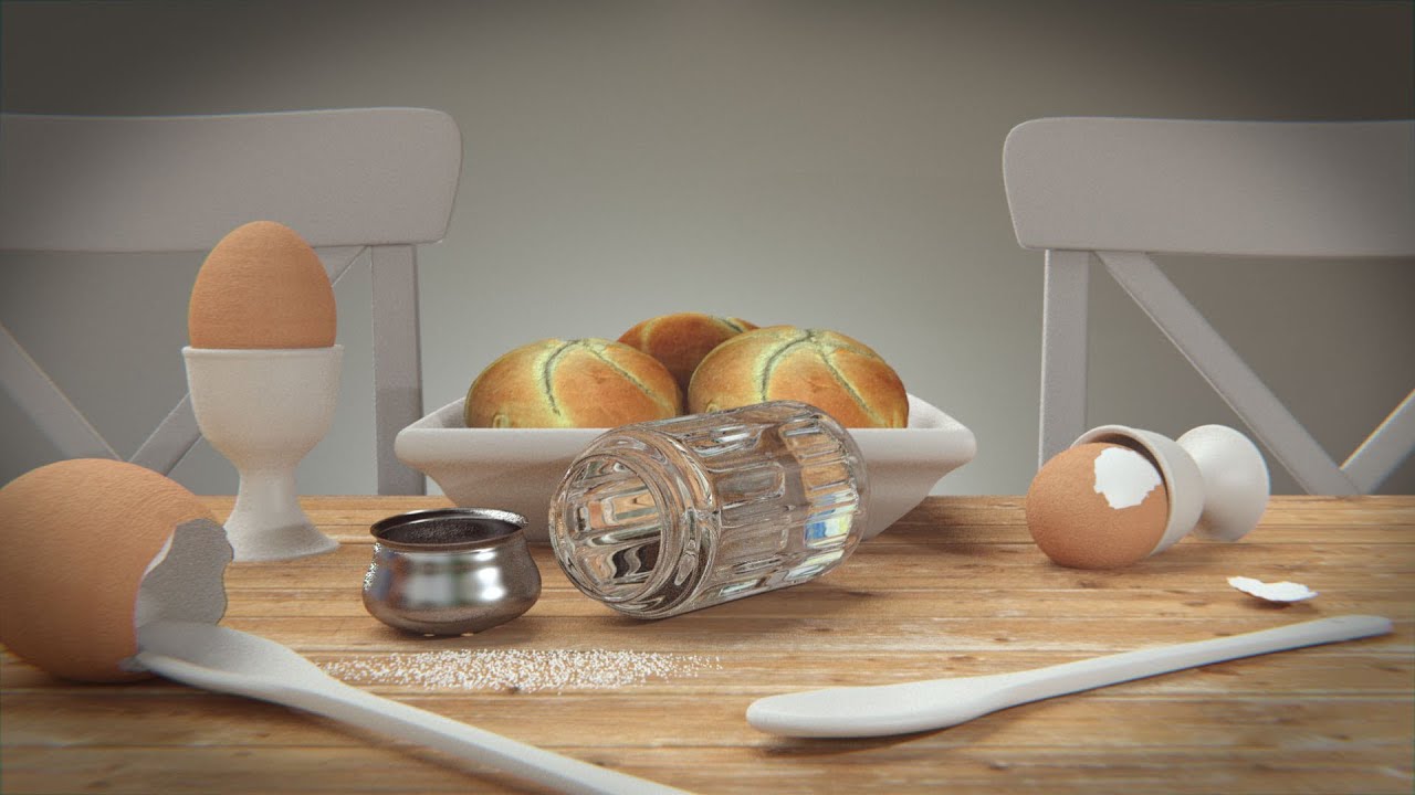 Create a breakfast scene in blender