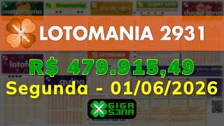 Resultado da Lotomania 2931, Segunda-feira, 01/06/2026