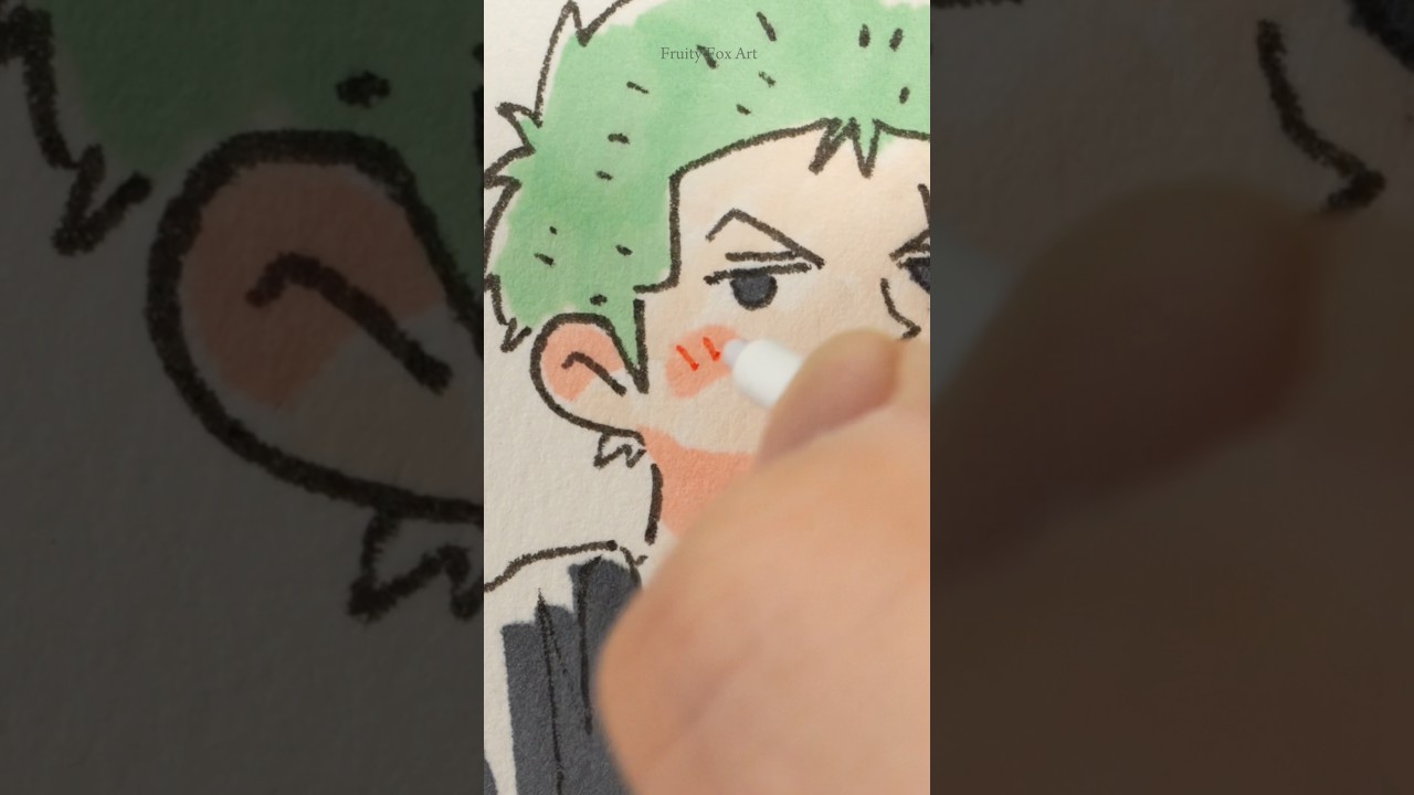 Dessin facile de Zoro One Piece Copic Multi liners et marqueurs Ohuhu