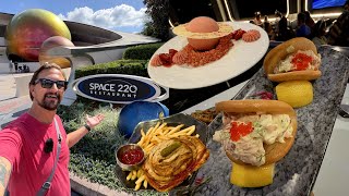 Trying NEW Food At Disney World! New Menu Items At EPCOT Space 220, Riding Mission Space & Fun Facts