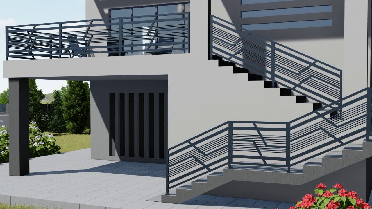 Nowoczesny balkon balustrada balkonowa tarasowa i na schody, system montażowy Gobe.pl