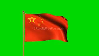 China National Flag | World Countries Flag Series | Green Screen China Flag | Royalty Free Footages