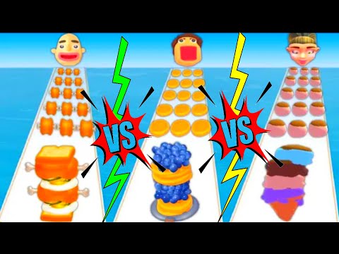 SANDWICH RUNNER vs PANCAKE RUN vs ICE CREAM RUNNER - Triple Satisfying Mobile Games New Apk Update