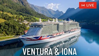 SHIPS TV -  P&O Ventura, ans Iona Cruise Ships Departing Port of Southampton (LIVE)