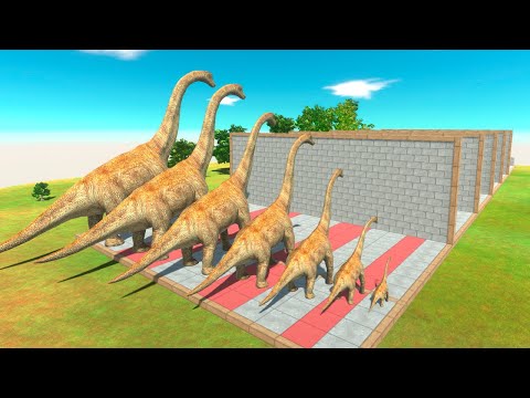 Herbivorous Dinosaurs of Different Sizes in a Block Race - Animal Revolt Battle Simulator