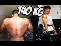costas maiores + 140kg Levantamento Terra (bulking on)