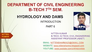 HYDROLOGICAL MODELS, FLOODS (CH-1 PART 6)
