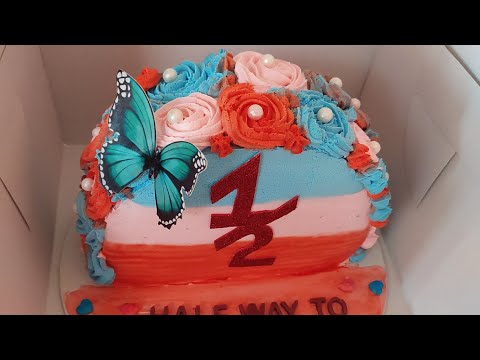 Top Forward Cake / 1/2 Birthday Cake Decoration Idea @Rasheeda'scooktime