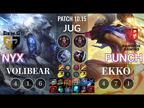 GEN Nyx Volibear vs SB Punch Ekko Jungle - KR Patch 10.15