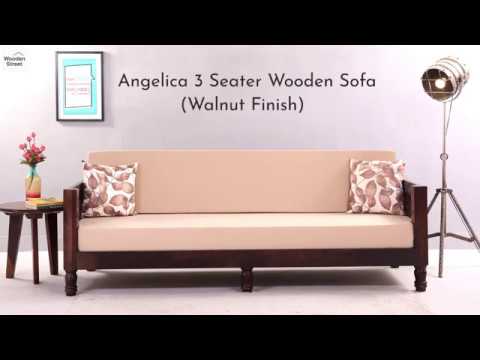Three seater wooden sofa
